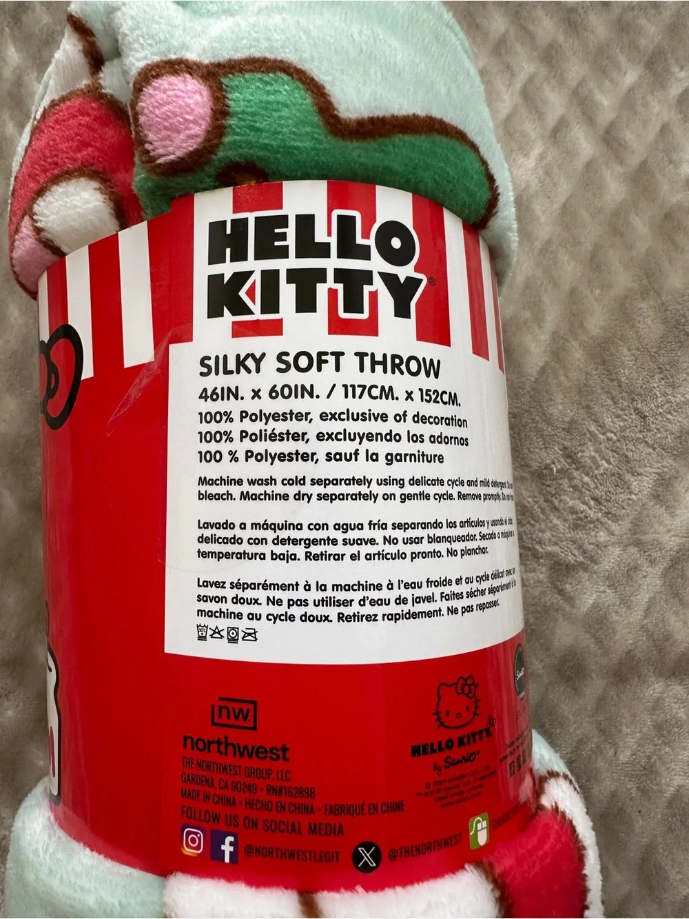 Hello Kitty Holiday Christmas Silky Soft Throw